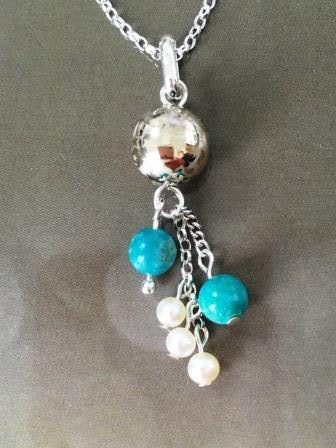 Silver Turquoise and Pearl Pendant 